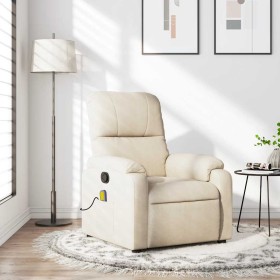 Sillón reclinable de masaje tela de microfibra beige en Sillones | Comprar online en Foru.es