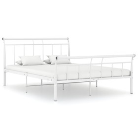 Estructura de cama de metal blanco 140x200 cm de vidaXL, Camas y somieres - Ref: Foro24-325040, Precio: 98,98 €, Descuento: %