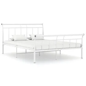 White metal bed frame 140x200 cm by vidaXL, Beds and slatted bases - Ref: Foro24-325040, Price: 101,43 €, Discount: %