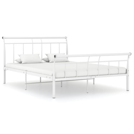 Estructura de cama de metal blanco 140x200 cm de vidaXL, Camas y somieres - Ref: Foro24-325040, Precio: 98,98 €, Descuento: %