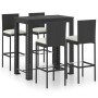 Set muebles bar jardín 5 piezas y cojines ratán sintético negro en Conjuntos de jardín | Comprar online en Foru.es