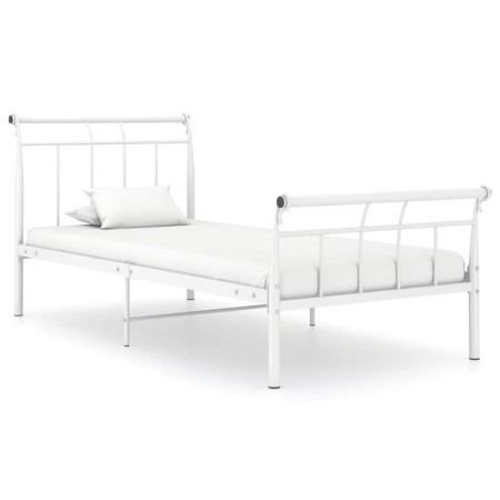 Estructura de cama de metal blanco 90x200 cm de vidaXL, Camas y somieres - Ref: Foro24-325031, Precio: 69,87 €, Descuento: %