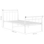 Estructura de cama de metal blanco 90x200 cm de vidaXL, Camas y somieres - Ref: Foro24-325031, Precio: 69,87 €, Descuento: %