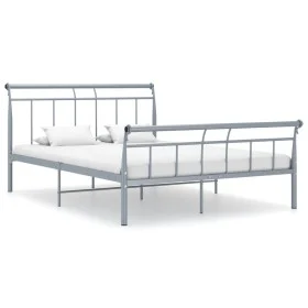 Estructura de cama de metal gris 140x200 cm de vidaXL, Camas y somieres - Ref: Foro24-325041, Precio: 113,21 €, Descuento: %