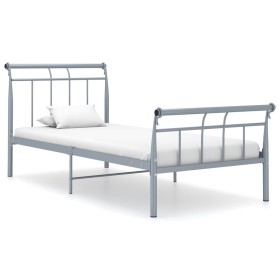 Estructura de cama de metal gris 100x200 cm de vidaXL, Camas y somieres - Ref: Foro24-325035, Precio: 76,45 €, Descuento: %