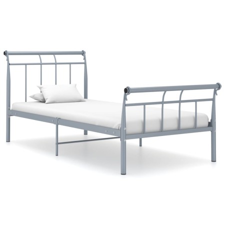 Estructura de cama de metal gris 100x200 cm de vidaXL, Camas y somieres - Ref: Foro24-325035, Precio: 76,45 €, Descuento: %