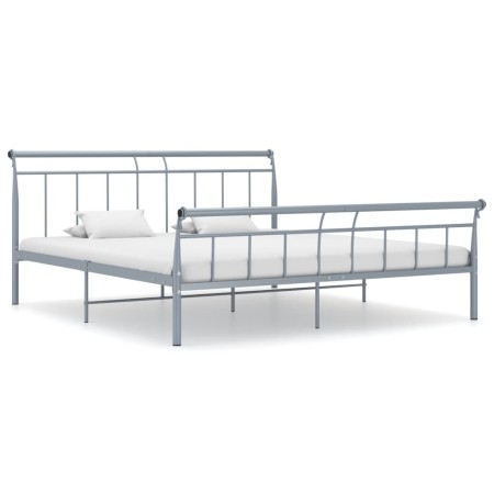 Estructura de cama de metal gris 180x200 cm de vidaXL, Camas y somieres - Ref: Foro24-325047, Precio: 152,57 €, Descuento: %