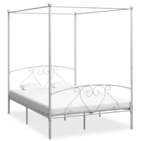 Estructura de cama con dosel metal blanco 140x200 cm de vidaXL, Camas y somieres - Ref: Foro24-284429, Precio: 181,83 €, Desc...