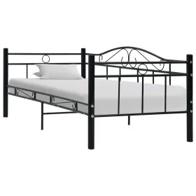 Estructura de cama de metal negro 90x200 cm de vidaXL, Camas y somieres - Ref: Foro24-286135, Precio: 138,22 €, Descuento: %