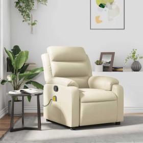 Sillón reclinable de masaje cuero sintético crema en Sillones | Comprar online en Foru.es