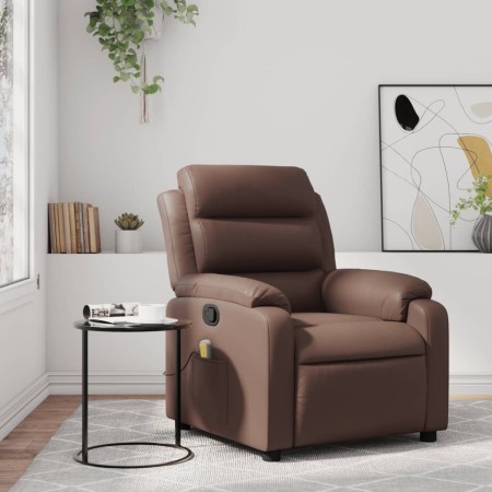 Sillón de masaje reclinable cuero sintético marrón en Sillones | Comprar online en Foru.es