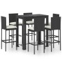 Set muebles bar jardín 7 piezas y cojines ratán sintético negro en Conjuntos de jardín | Comprar online en Foru.es