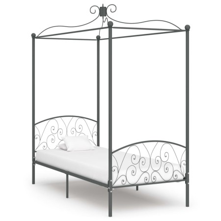 Estructura de cama con dosel metal gris 90x200 cm de vidaXL, Camas y somieres - Ref: Foro24-284480, Precio: 116,83 €, Descuen...