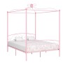 Estructura de cama con dosel metal rosa 160x200 cm de vidaXL, Camas y somieres - Ref: Foro24-284490, Precio: 190,97 €, Descue...