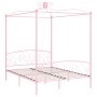 Estructura de cama con dosel metal rosa 160x200 cm de vidaXL, Camas y somieres - Ref: Foro24-284490, Precio: 190,97 €, Descue...