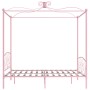 Estructura de cama con dosel metal rosa 160x200 cm de vidaXL, Camas y somieres - Ref: Foro24-284490, Precio: 190,97 €, Descue...