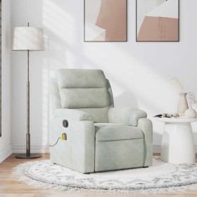 Sillón reclinable de masaje terciopelo gris claro en Sillones | Comprar online en Foru.es