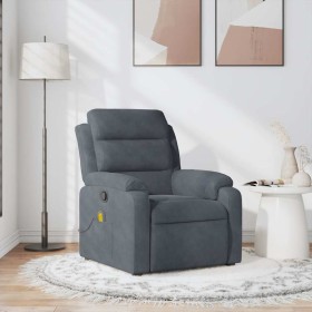 Sillón de masaje reclinable de terciopelo gris oscuro en Sillones | Comprar online en Foru.es