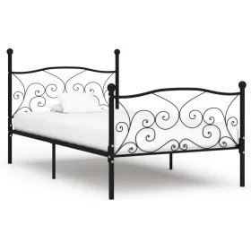 Estructura de cama con somier metal negro 90x200 cm de vidaXL, Camas y somieres - Ref: Foro24-284454, Precio: 113,68 €, Descu...