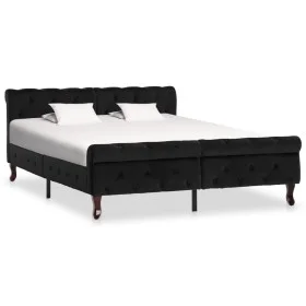 Estructura de cama de terciopelo negro 140x200 cm de vidaXL, Camas y somieres - Ref: Foro24-288553, Precio: 356,26 €, Descuen...