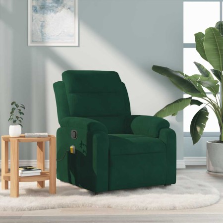 Sillón de masaje reclinable de terciopelo verde oscuro en Sillones | Comprar online en Foru.es