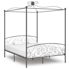 Estructura de cama con dosel metal gris 160x200 cm de vidaXL, Camas y somieres - Ref: Foro24-284484, Precio: 224,96 €, Descue...