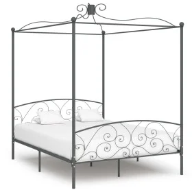 Graues Himmelbettgestell aus Metall, 160 x 200 cm von vidaXL, Betten und Lattenroste - Ref: Foro24-284484, Preis: 220,62 €, R...