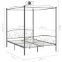 Gray metal canopy bed frame 160x200 cm by vidaXL, Beds and slatted bases - Ref: Foro24-284484, Price: 220,62 €, Discount: %