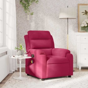 Sillón de masaje reclinable de terciopelo vino tinto en Sillones | Comprar online en Foru.es