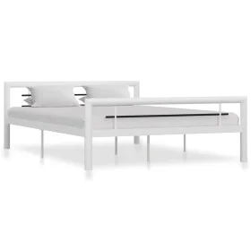Estructura de cama de metal blanco y negro 120x200 cm de vidaXL, Camas y somieres - Ref: Foro24-284546, Precio: 107,31 €, Des...