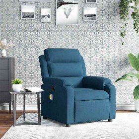Sillón de masaje reclinable de terciopelo azul en Sillones | Comprar online en Foru.es