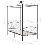 Estructura de cama con dosel metal negro 90x200 cm de vidaXL, Camas y somieres - Ref: Foro24-284474, Precio: 139,82 €, Descue...