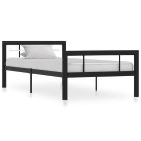 Estructura de cama de metal negro y blanco 90x200 cm de vidaXL, Camas y somieres - Ref: Foro24-284550, Precio: 107,34 €, Desc...