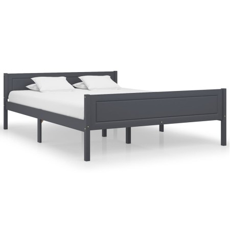 Estructura de cama de madera maciza de pino gris 120x200 cm de vidaXL, Camas y somieres - Ref: Foro24-322126, Precio: 132,41 ...