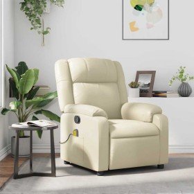 Sillón reclinable de masaje cuero sintético crema en Sillones | Comprar online en Foru.es