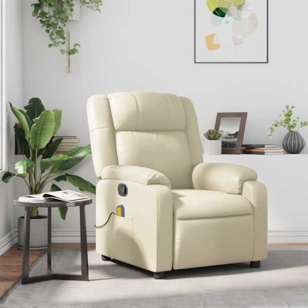 Sillón reclinable de masaje cuero sintético crema en Sillones | Comprar online en Foru.es