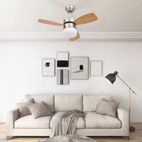 Ventilador de techo con luz con mando marrón claro 76 cm de vidaXL, Ventiladores de techo - Ref: Foro24-51492, Precio: 141,50...