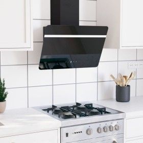 Campana extractora pared acero y vidrio templado negro 60 cm de vidaXL, Extractores - Ref: Foro24-51671, Precio: 203,84 €, De...