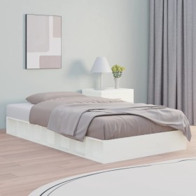 Estructura de cama individual madera maciza blanco 75x190 cm de vidaXL, Camas y somieres - Ref: Foro24-820697, Precio: 114,78...