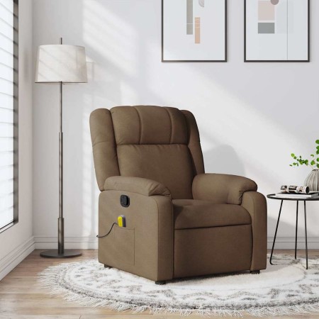 Sillón reclinable con masaje de tela marrón en Sillones | Comprar online en Foru.es