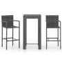 Set muebles bar jardín 3 pzas ratán sintético reposabrazos gris en Conjuntos de jardín | Comprar online en Foru.es