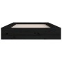 Estructura de cama doble de madera maciza negro 135x190 cm de vidaXL, Camas y somieres - Ref: Foro24-820715, Precio: 168,50 €...