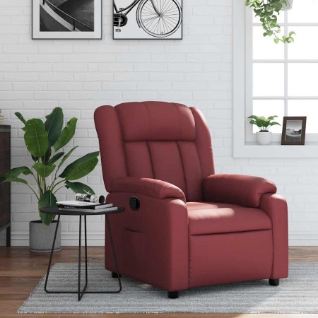 Sillón reclinable de cuero sintético rojo tinto en Sillones | Comprar online en Foru.es