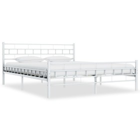 Estructura de cama de metal blanca 160x200 cm de vidaXL, Camas y somieres - Ref: Foro24-285299, Precio: 110,65 €, Descuento: %