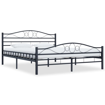 Estructura de cama de acero negra 140x200 cm de vidaXL, Camas y somieres - Ref: Foro24-285288, Precio: 147,56 €, Descuento: %