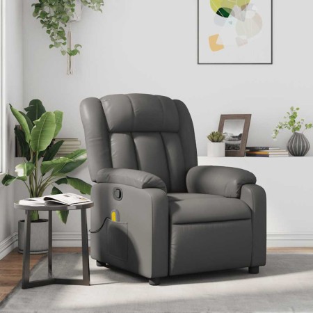 Sillón de masaje reclinable cuero sintético gris en Sillones | Comprar online en Foru.es