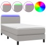 Cama box spring con colchón tela y LED gris claro 90x190 cm de vidaXL, Camas y somieres - Ref: Foro24-3132957, Precio: 293,74...