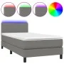Box spring bed with mattress and LED dark gray fabric 90x190 cm by vidaXL, Beds and slatted bases - Ref: Foro24-3132958, Pric...