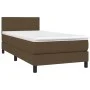 Cama box spring con colchón LED tela marrón oscuro 90x200 cm de vidaXL, Camas y somieres - Ref: Foro24-3132968, Precio: 284,1...