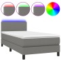 Cama box spring con colchón y LED tela gris oscuro 90x200 cm de vidaXL, Camas y somieres - Ref: Foro24-3132966, Precio: 301,1...